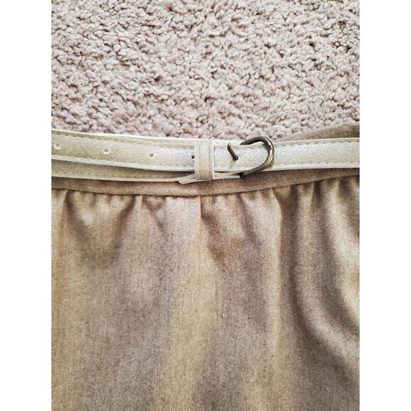 Vintage Saville 100% Wool Tan 2-Piece Belted Skirt Suit, Size 10 Petite - Picture 7 of 13